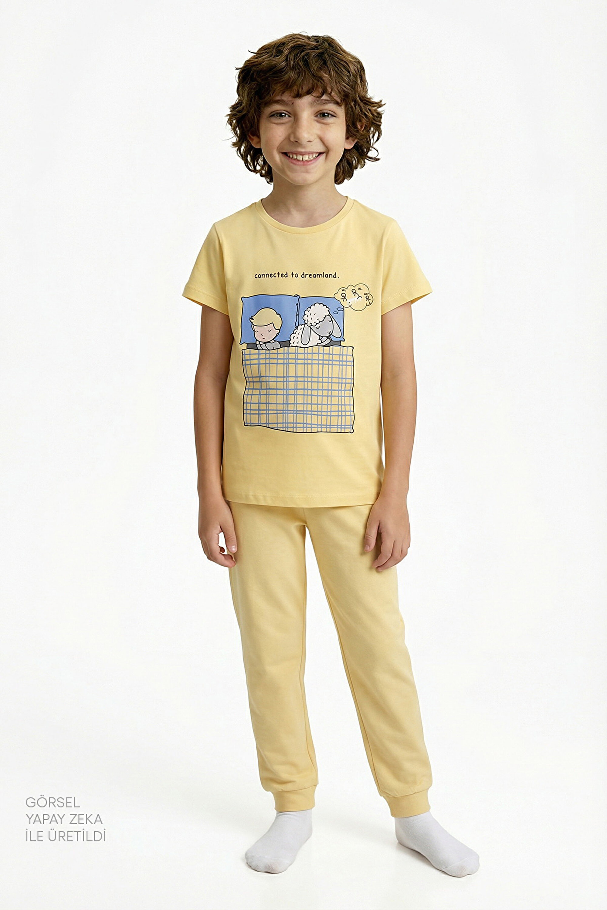 Erkek Çocuk Mavi Sheepy Kısa Kollu 2'li Pijama Takımı PNABP8E126IY