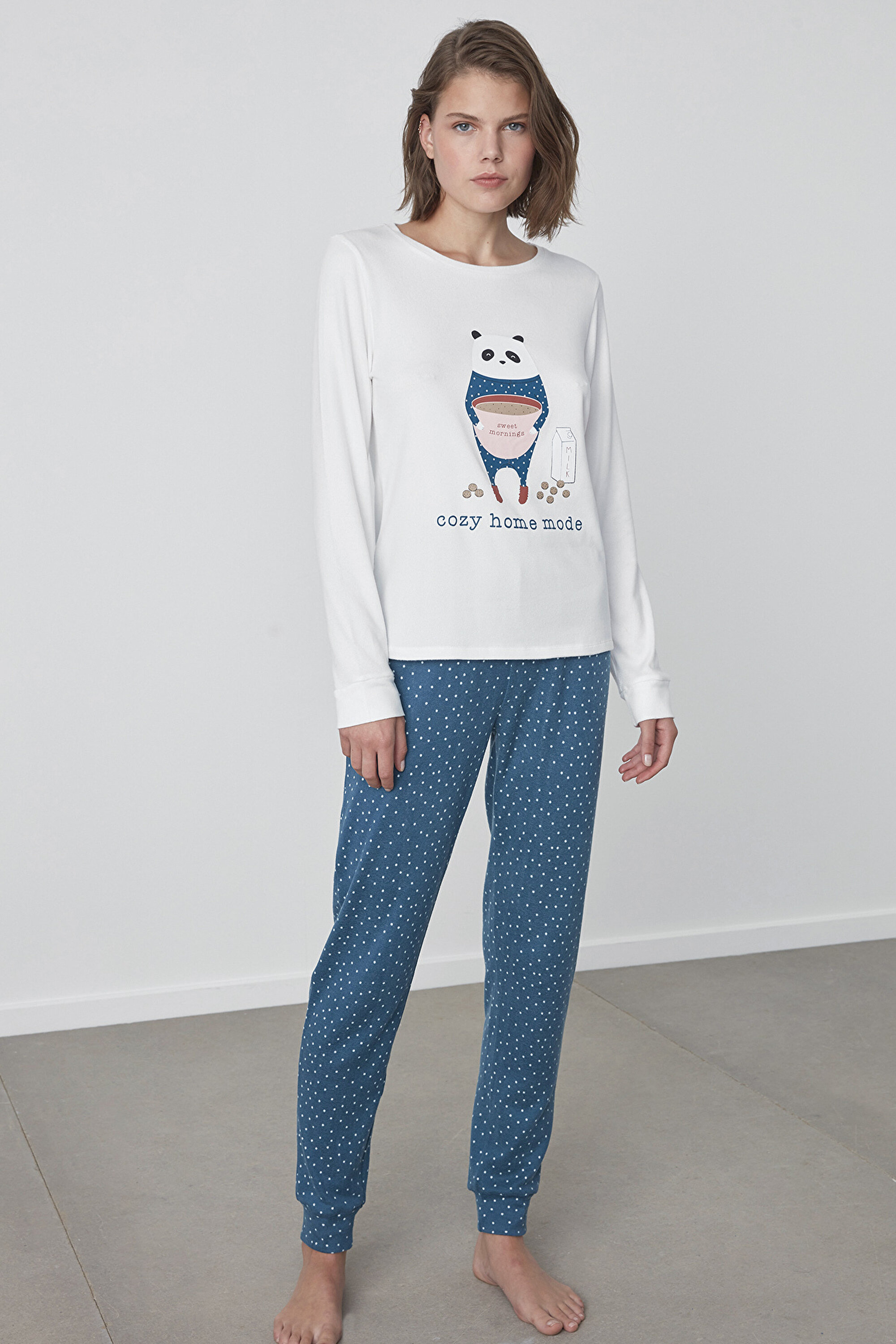 COZY PRINTED TERMAL, L, PT15 PETROL MAVI