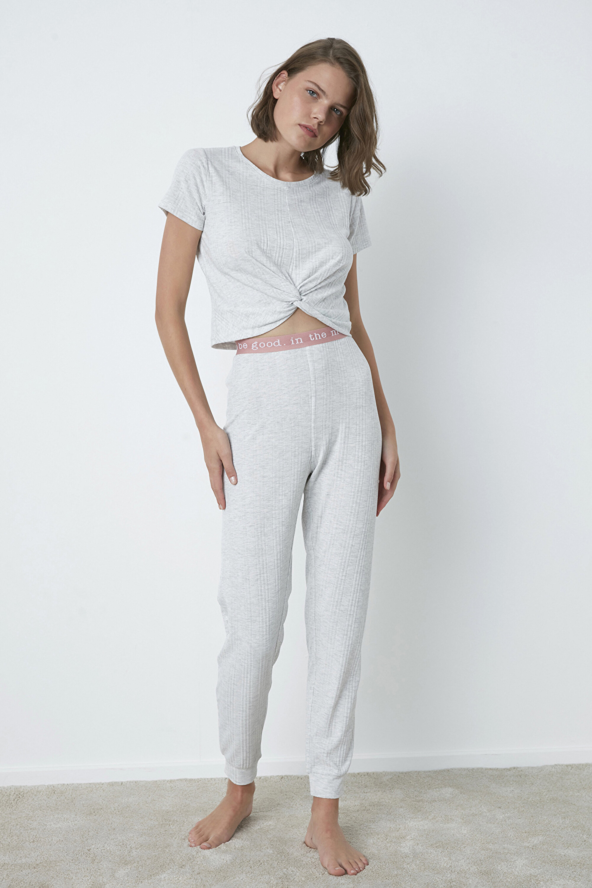 MELANGE RIB PANTOLO, L, AGJ A.GRI MELANJ