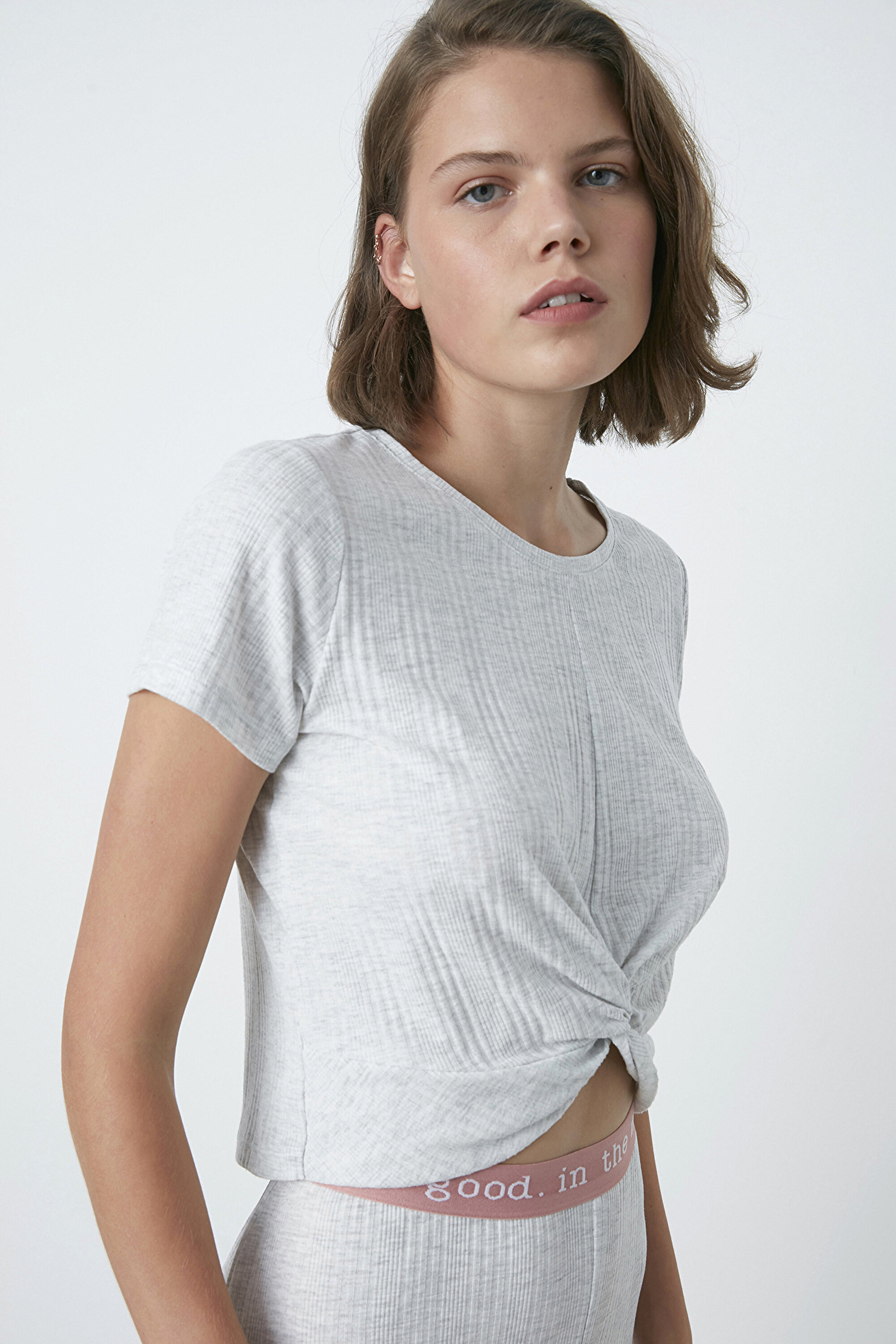 MELANGE RIB PANTOLO, L, AGJ A.GRI MELANJ