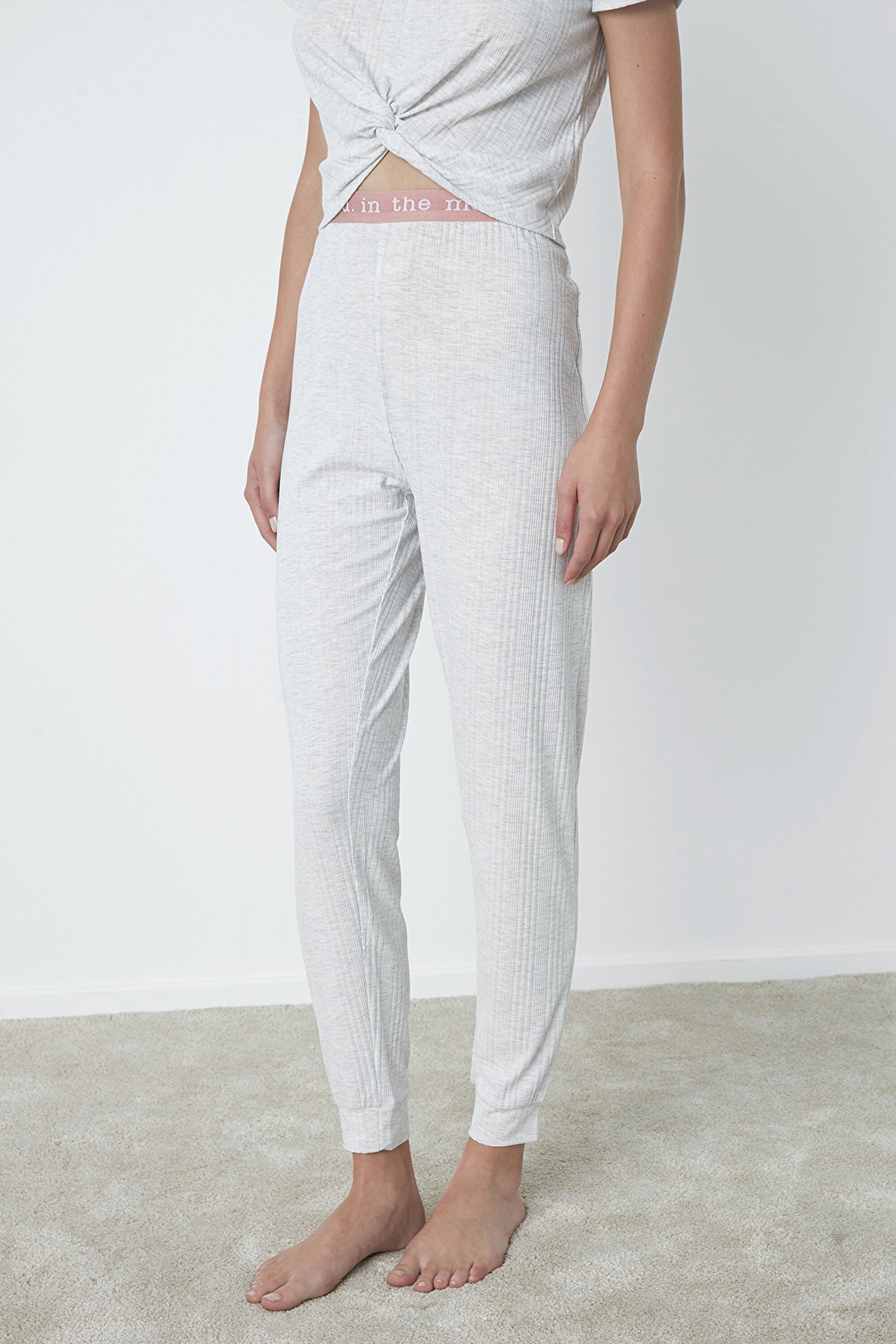 MELANGE RIB PANTOLO, L, AGJ A.GRI MELANJ