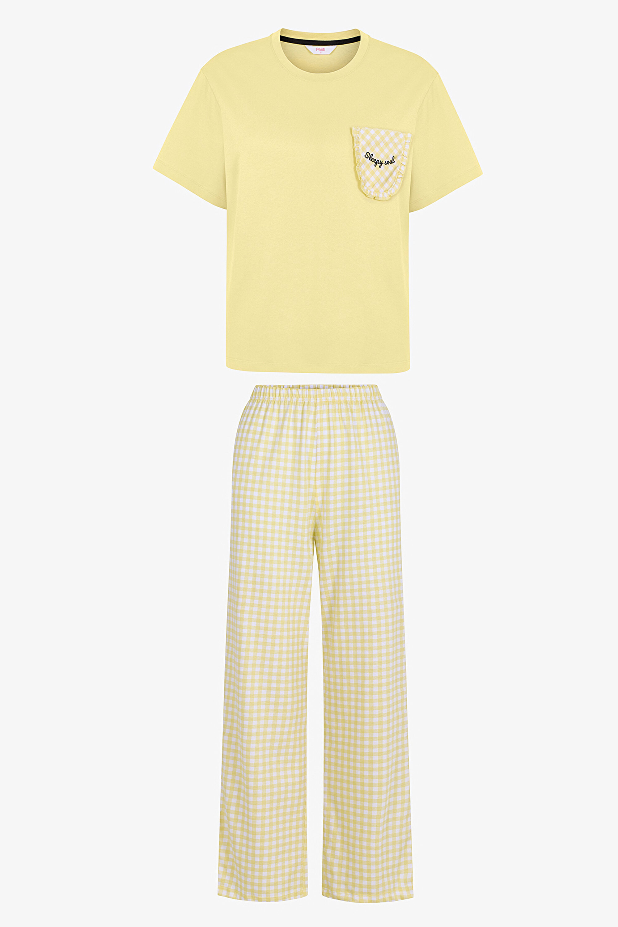 Açık Sarı Sleepy Soul Pamuklu Pantolon Pijama Takımı PNE9HDEK26IY