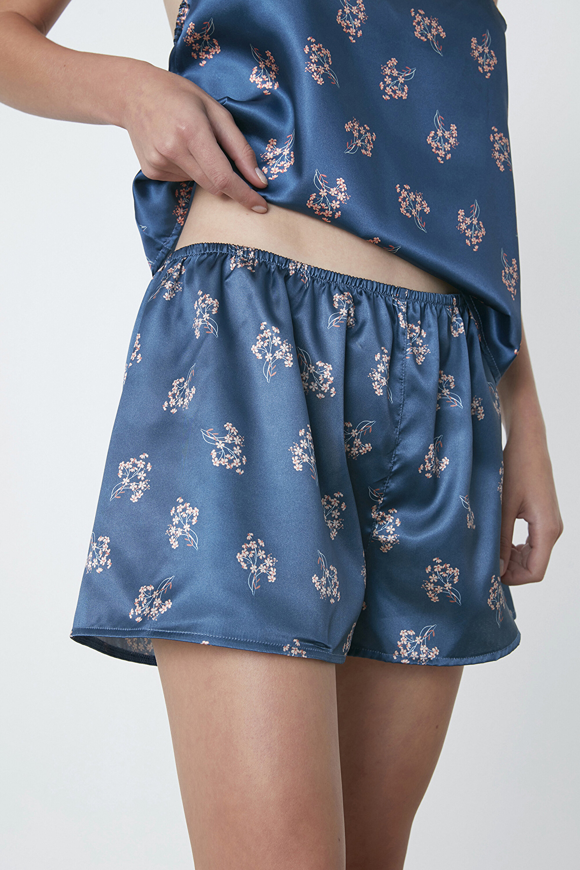 CHERRY BLOSSOM SATIN, L, PT7 PETROL MAVI