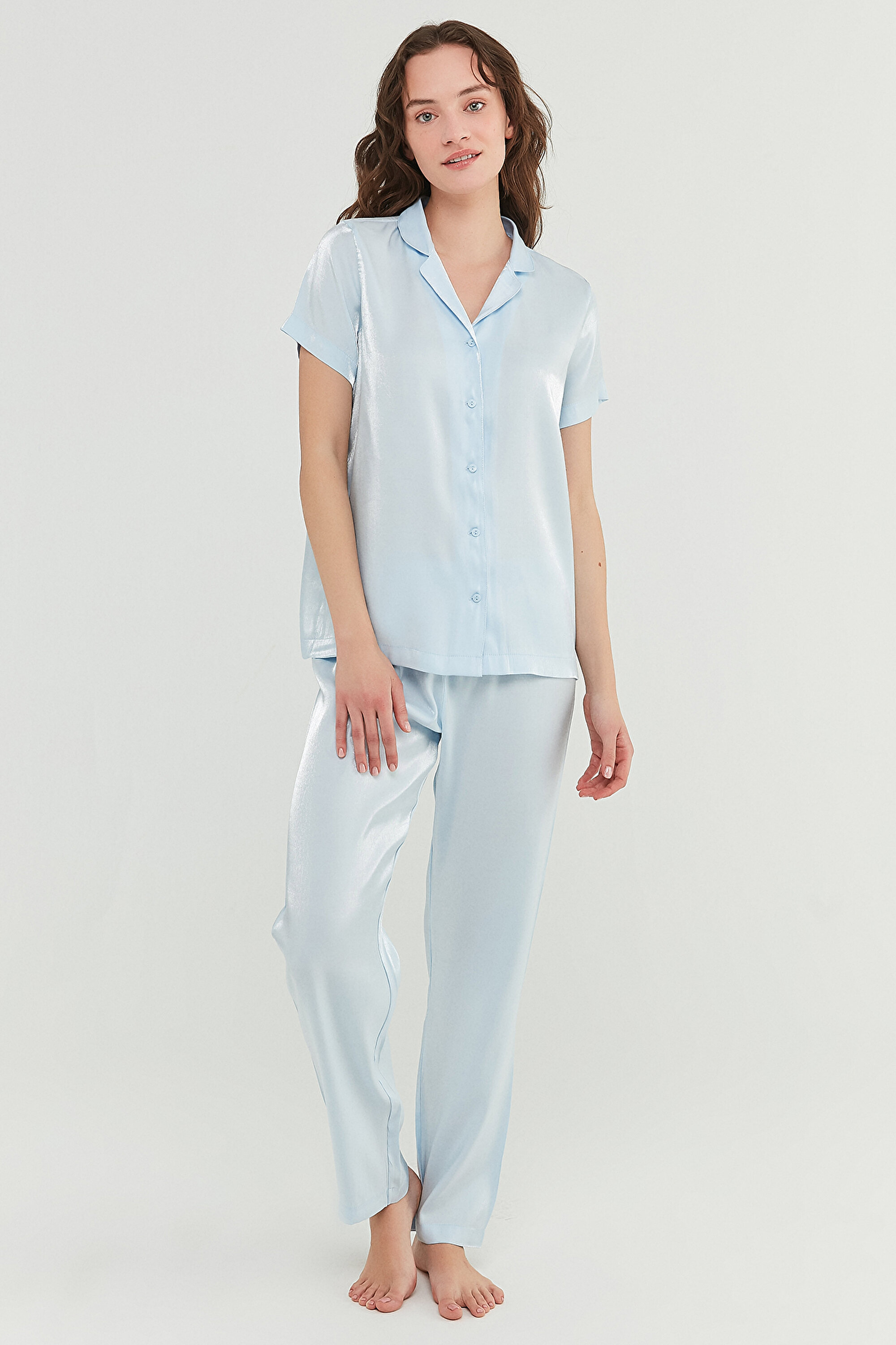 SKY SATIN SS GÖMLEK PA, L, BL7 ACIK MAVI