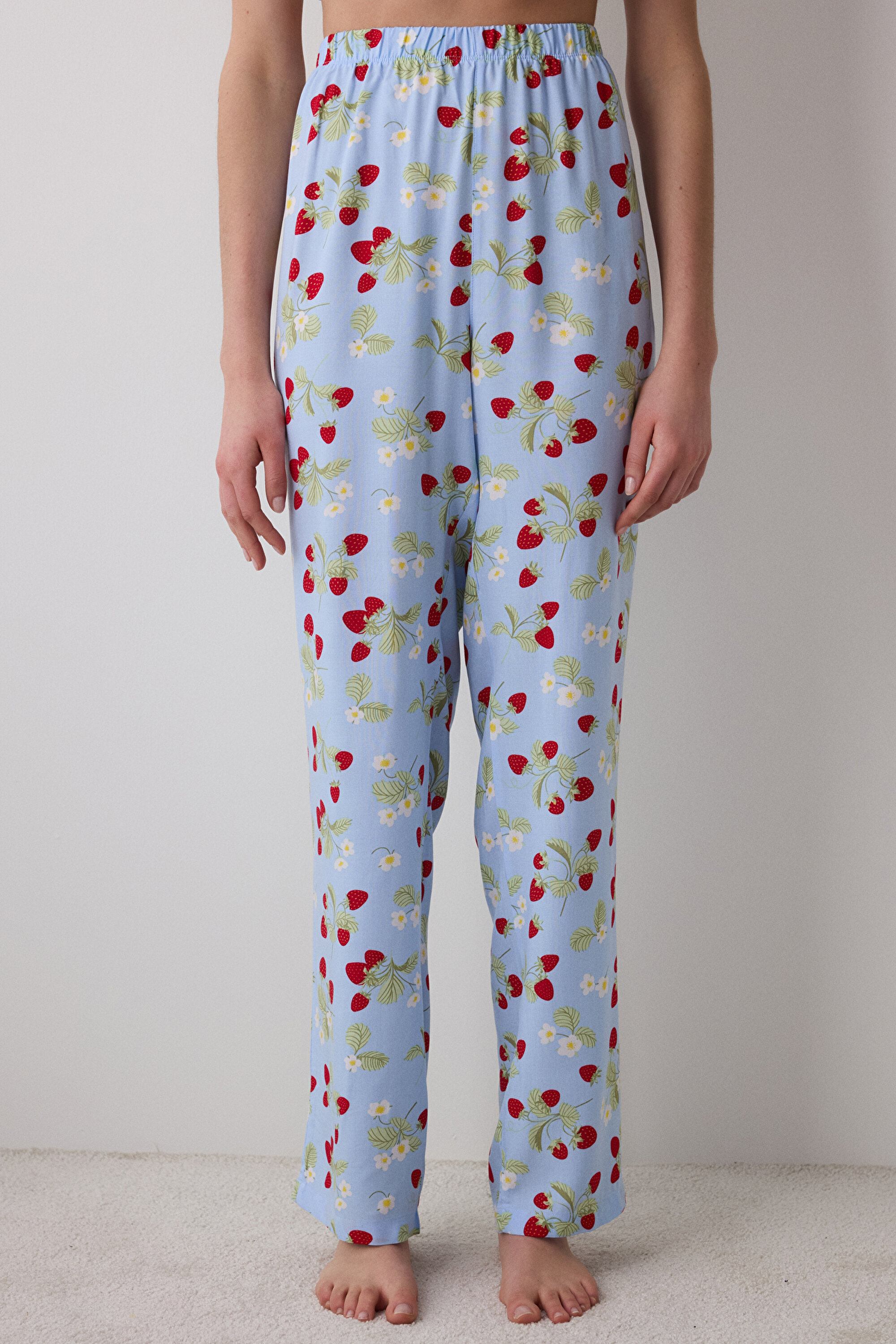 Wusikd Peach Fruit Women Pajama Pants Bottoms Palazzo Pink