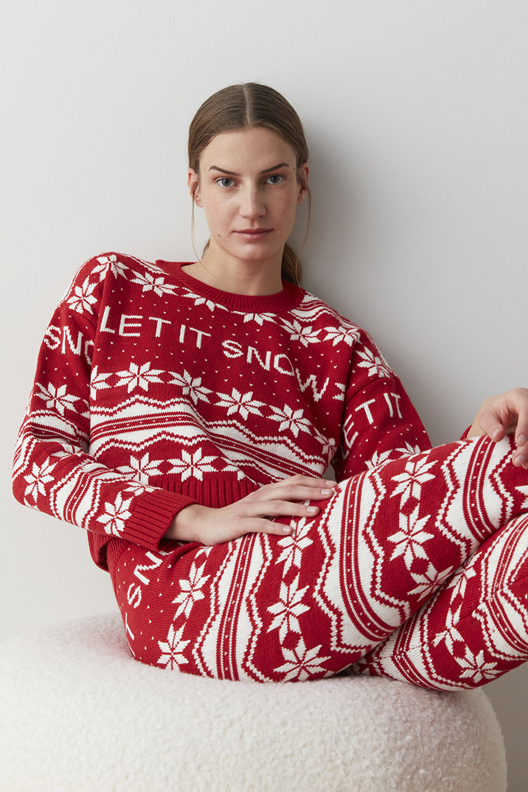 LET IT SNOW KNIT SWEATS, L, RD30 KIRMIZI