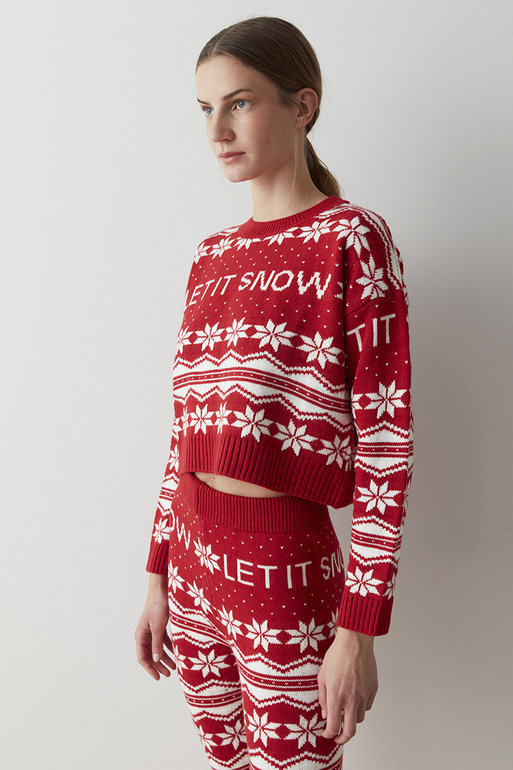 LET IT SNOW KNIT SWEATS, L, RD30 KIRMIZI