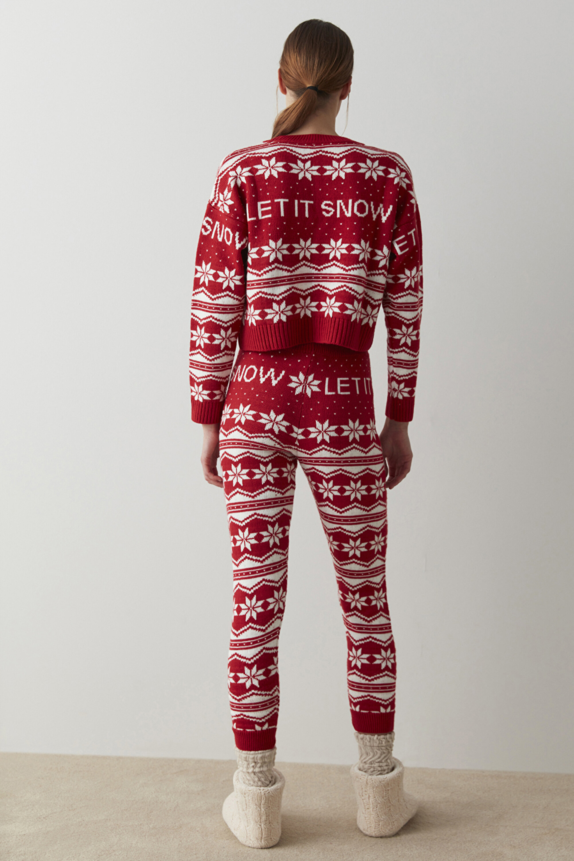 LET IT SNOW KNIT SWEATS, L, RD30 KIRMIZI