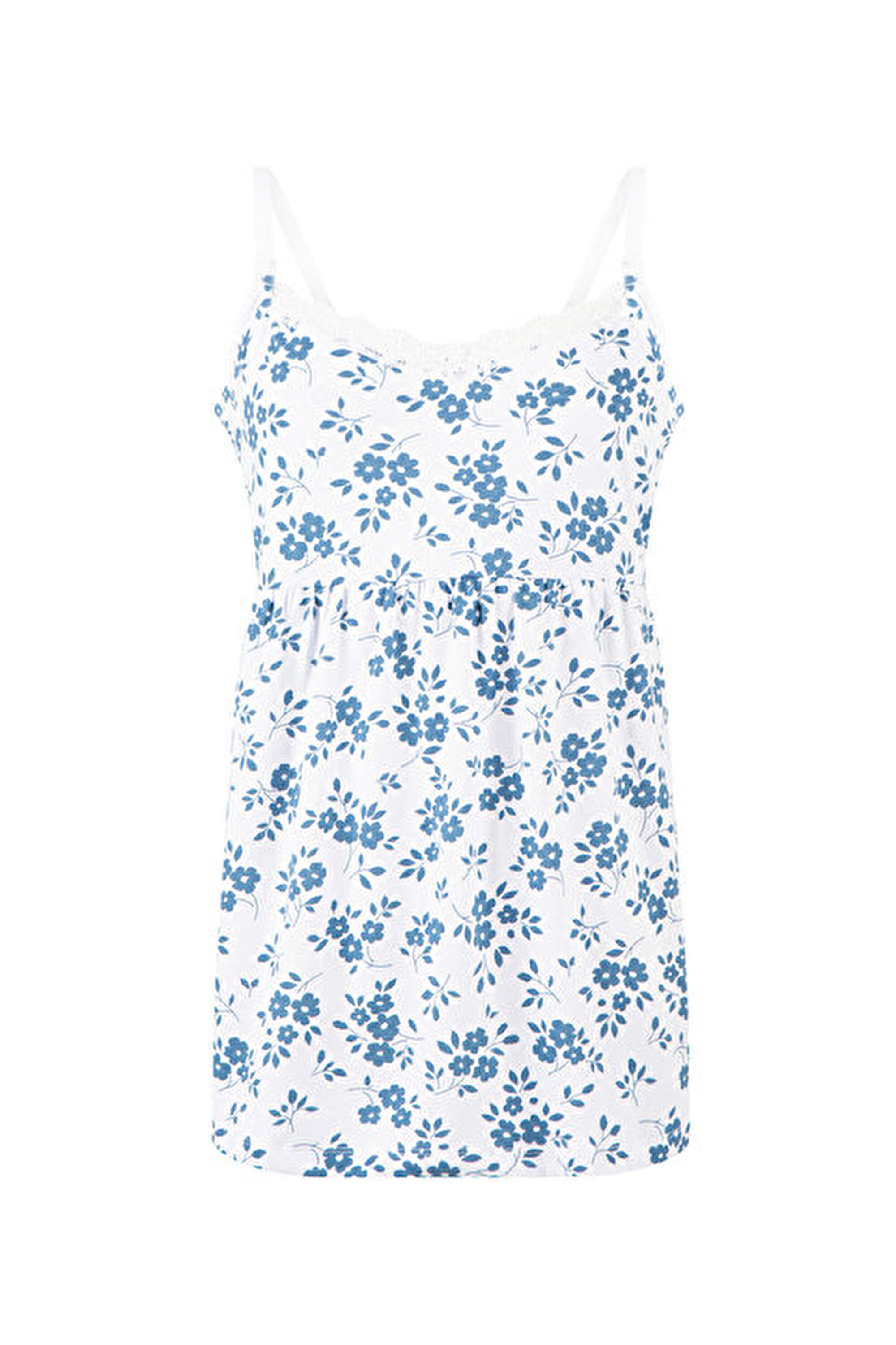 MAMA BLUE FLOWERS AT, L, WT3 OPTIK BEYAZ