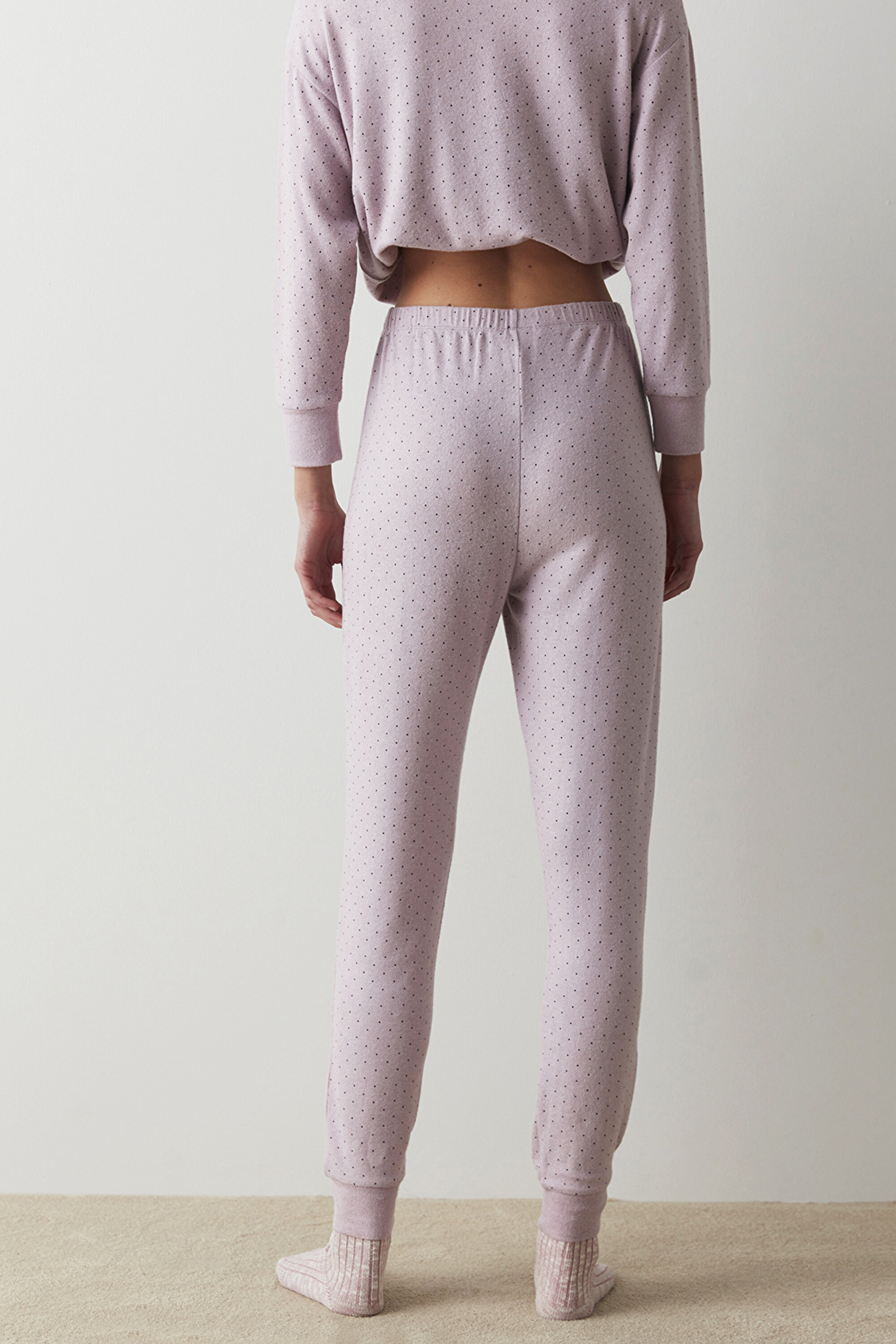 PINKISH DOTS CUFF PANTOLON, L, LA36 LILA