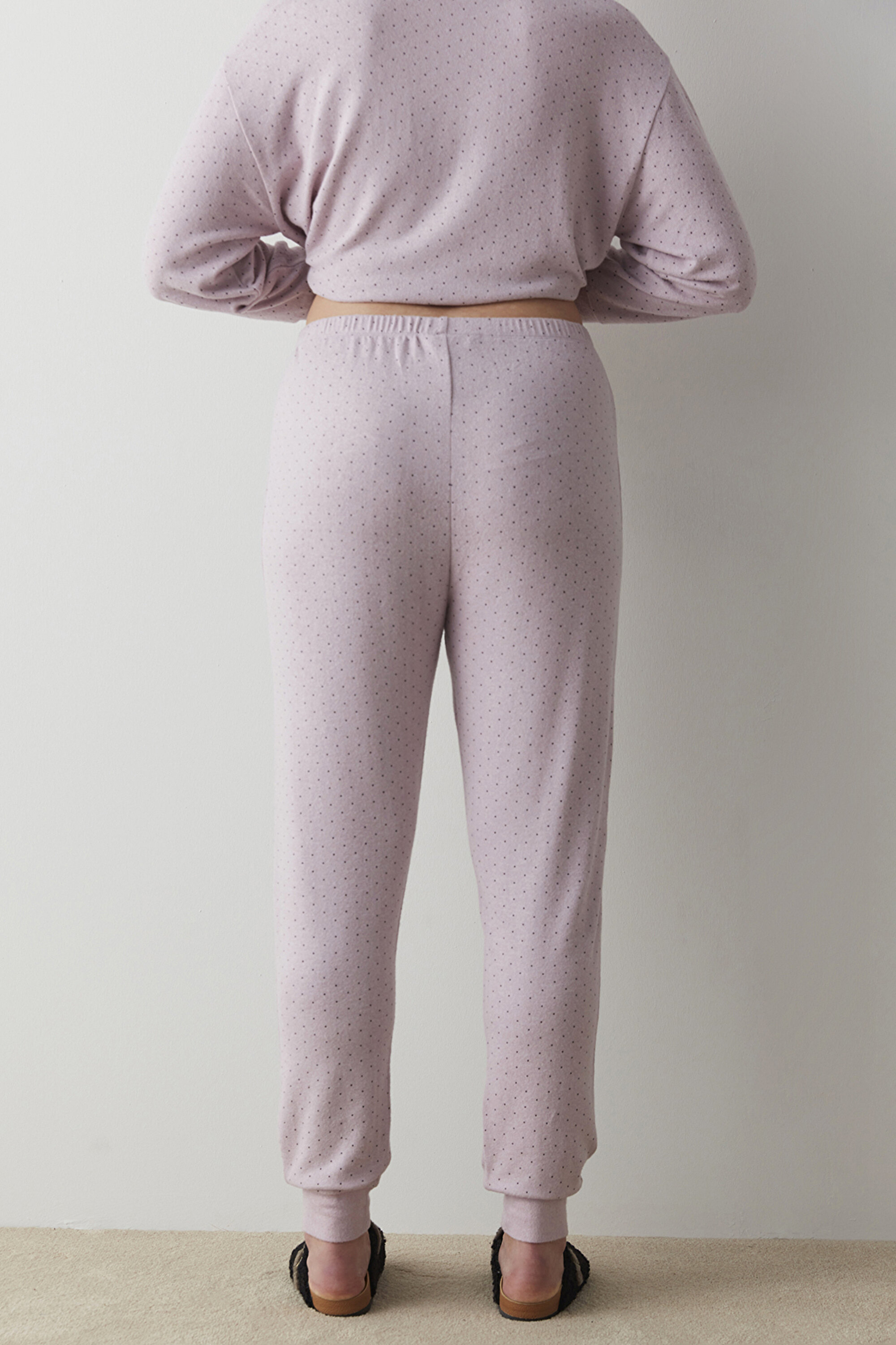 PINKISH DOTS CUFF PANTOLON, L, LA36 LILA