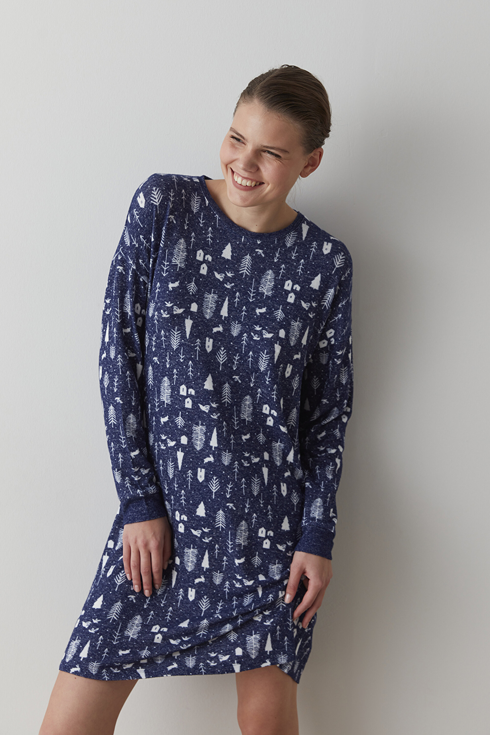 WINTER PRINTED LS ELBIS, L, LCV LACIVERT