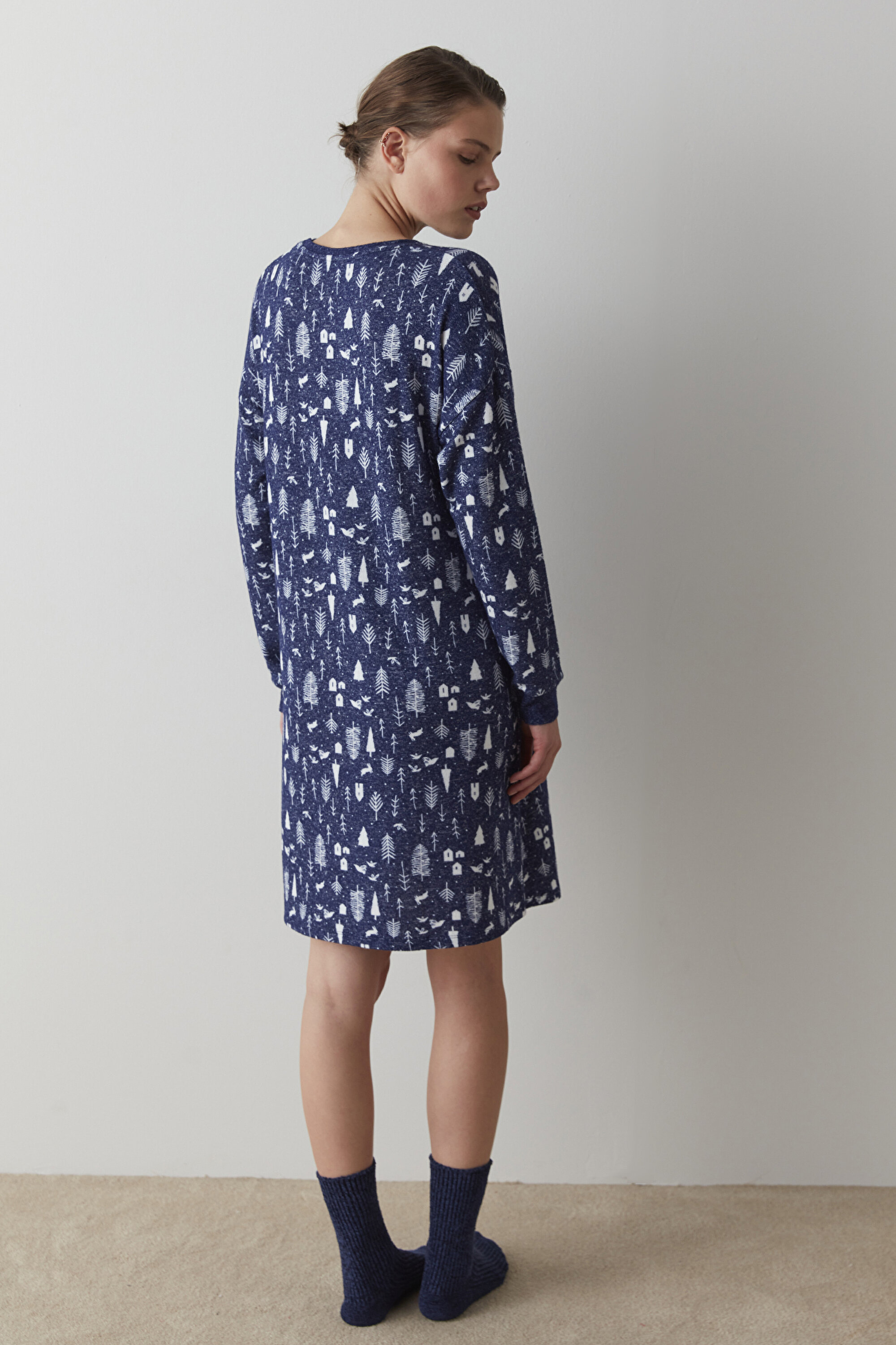 WINTER PRINTED LS ELBIS, L, LCV LACIVERT