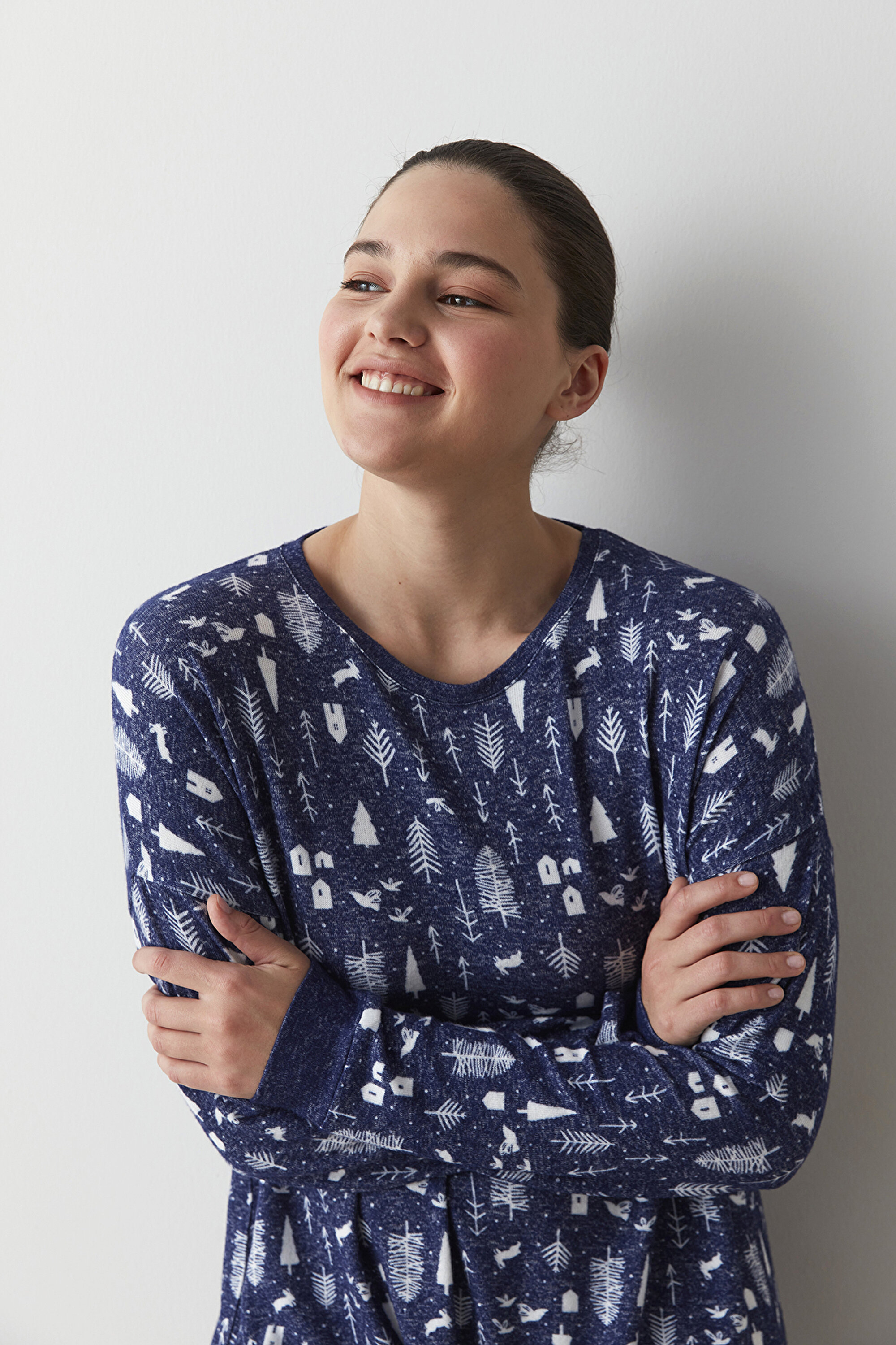 WINTER PRINTED LS ELBIS, L, LCV LACIVERT