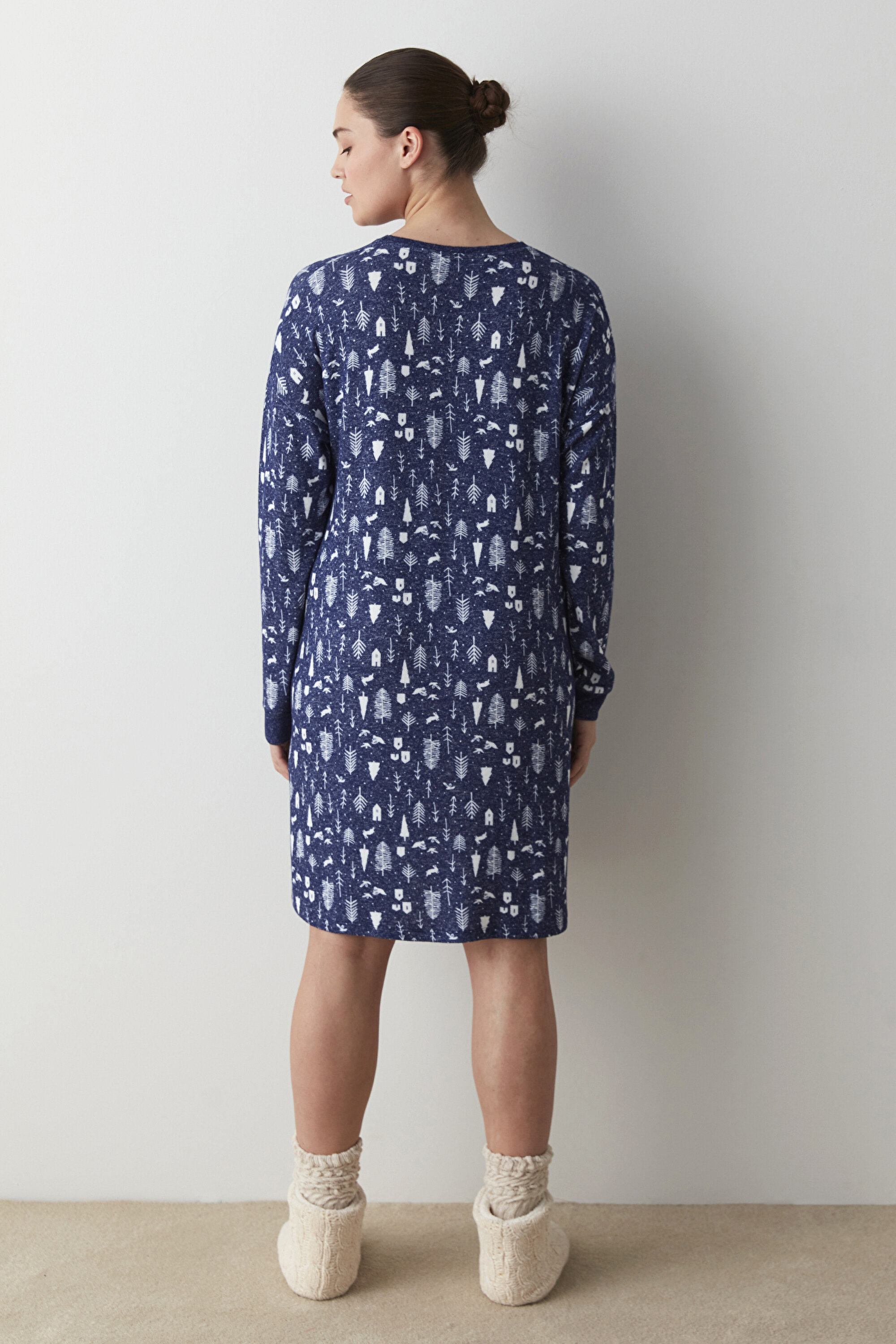WINTER PRINTED LS ELBIS, L, LCV LACIVERT