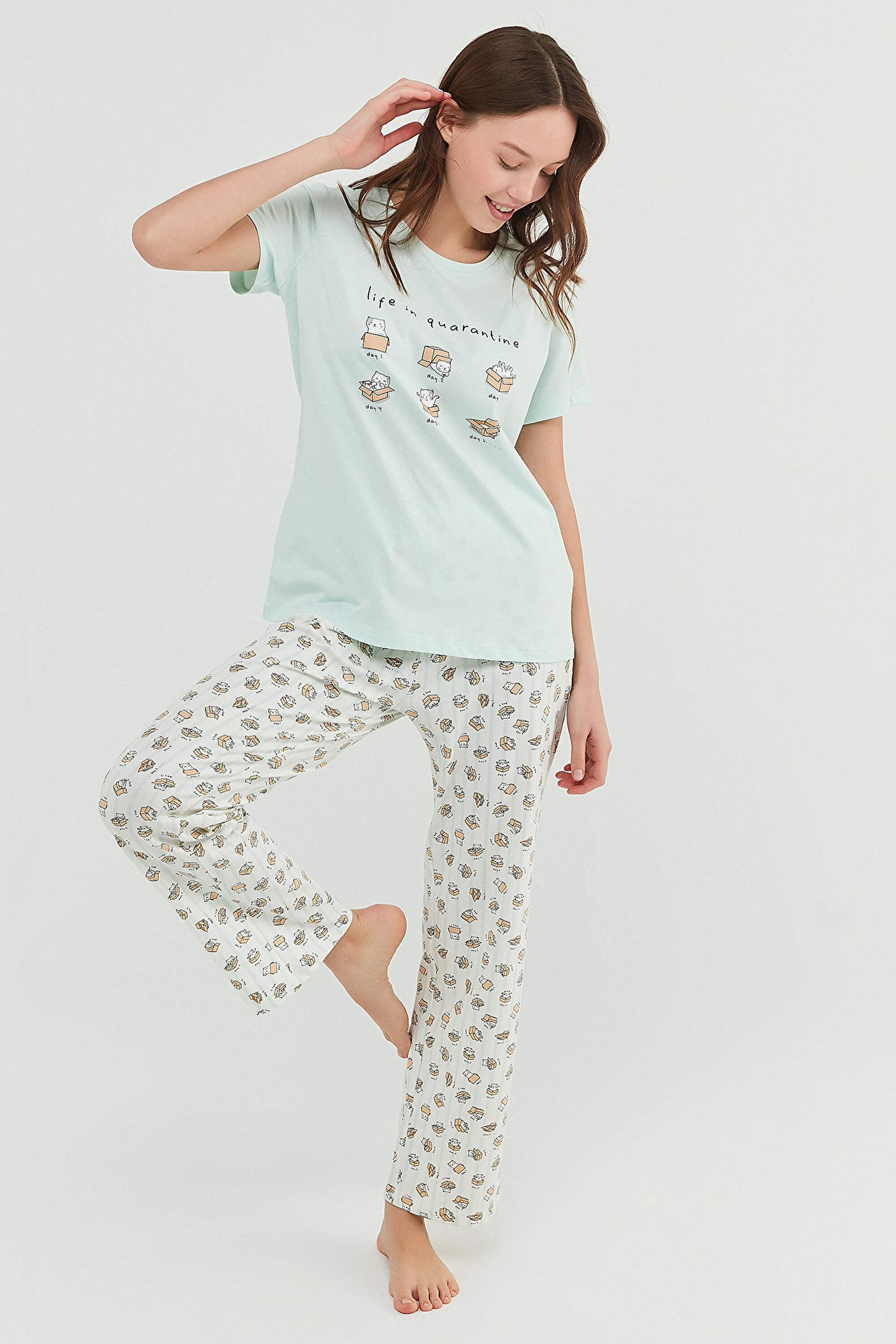 CAT LIFE SS PANTOLON, L, MN4 MINT YESILI
