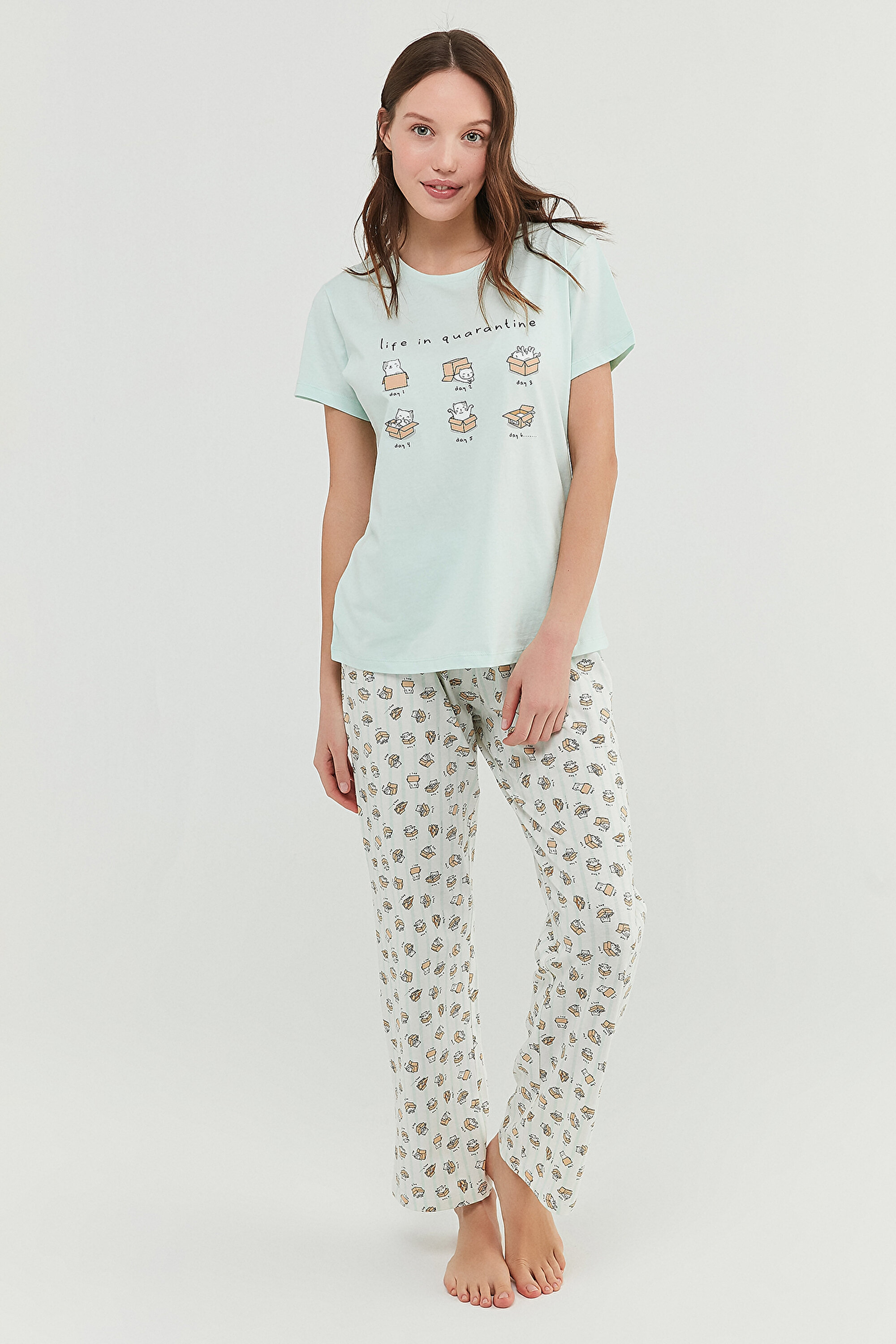 CAT LIFE SS PANTOLON, L, MN4 MINT YESILI