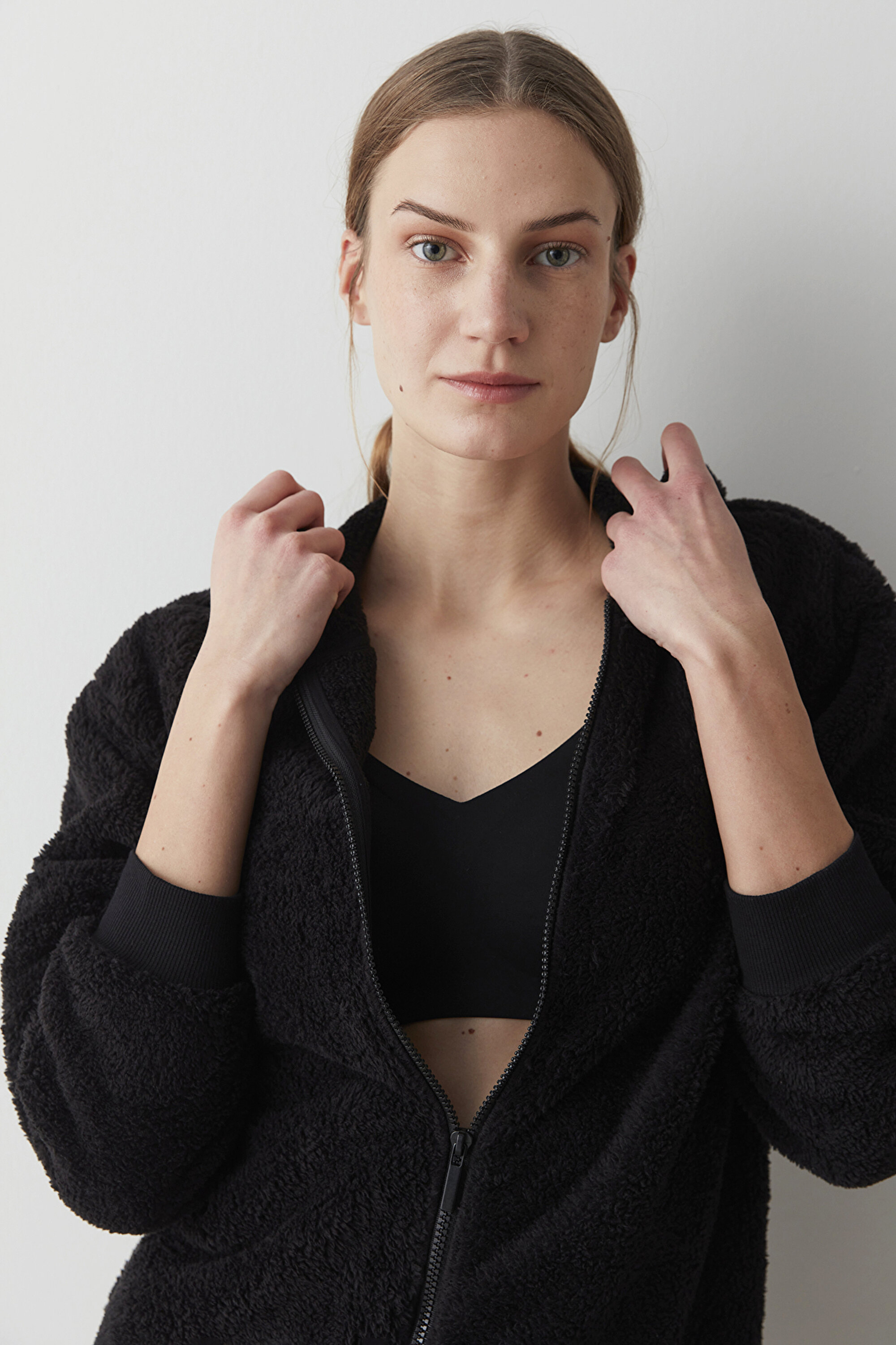 DARK SOFT ZIPPED SWEATSHIR, L, BK3 SIYAH