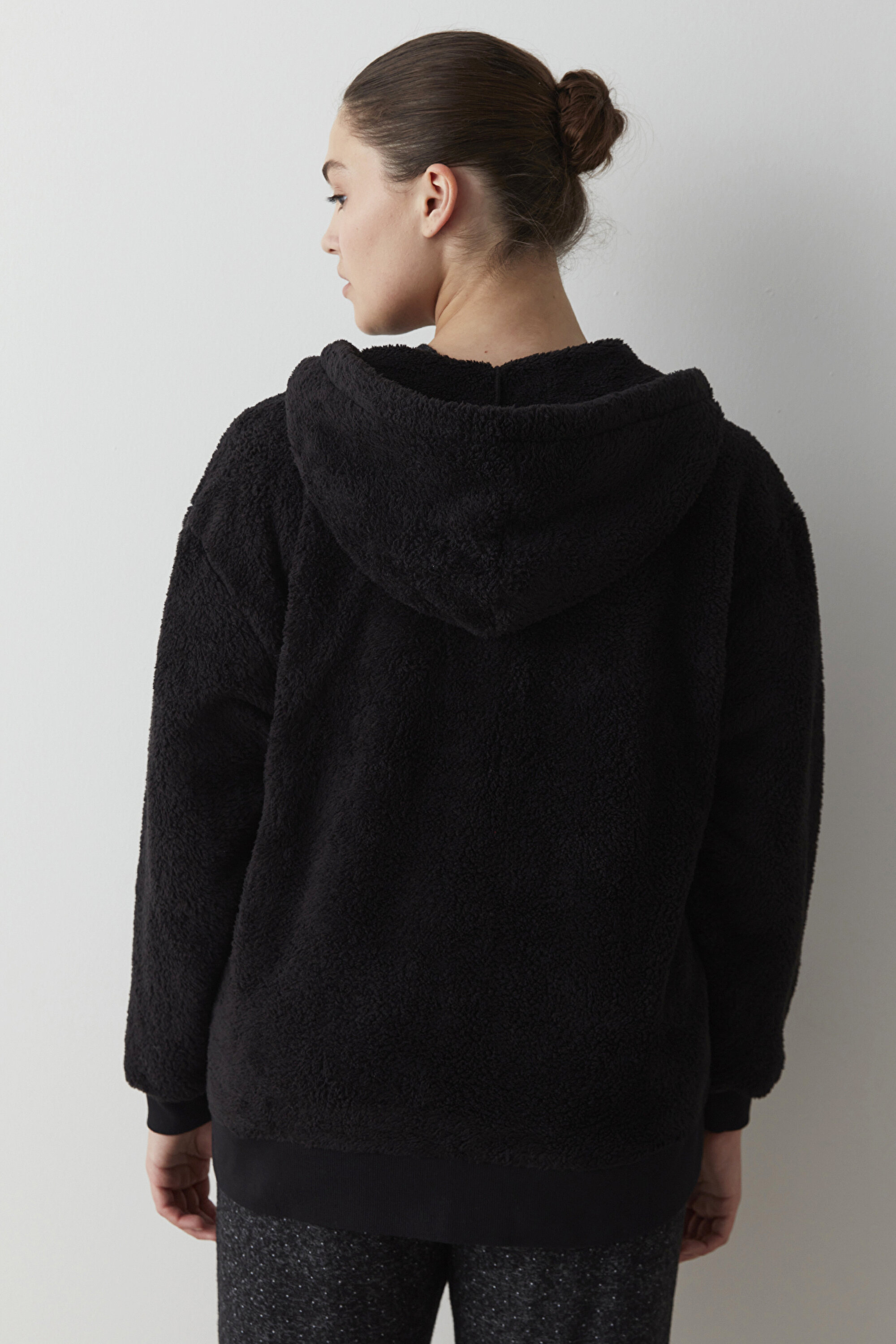 DARK SOFT ZIPPED SWEATSHIR, L, BK3 SIYAH