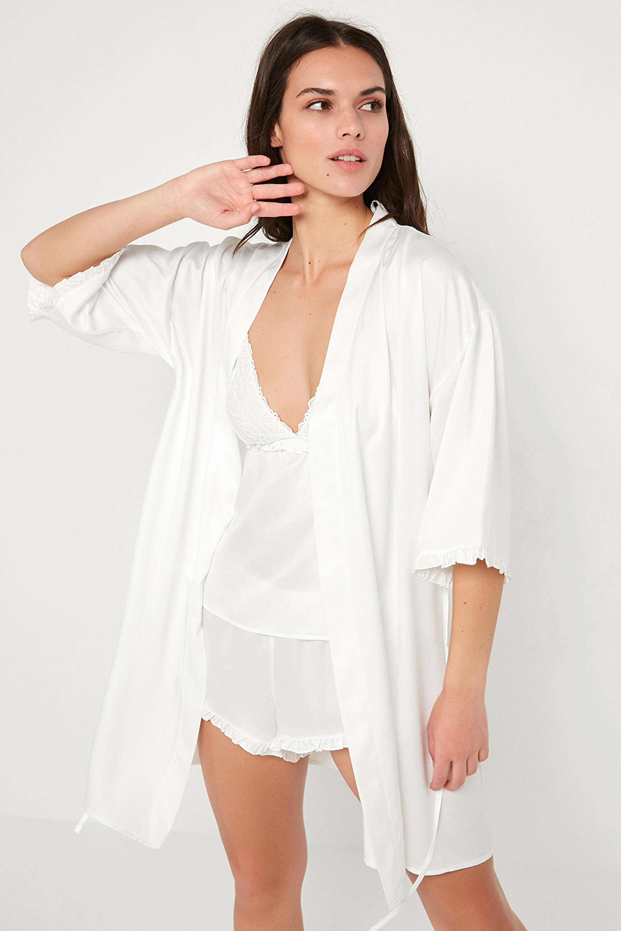 BRIDAL GRACE SATIN, M/L, B32 KIRIK BEYAZ
