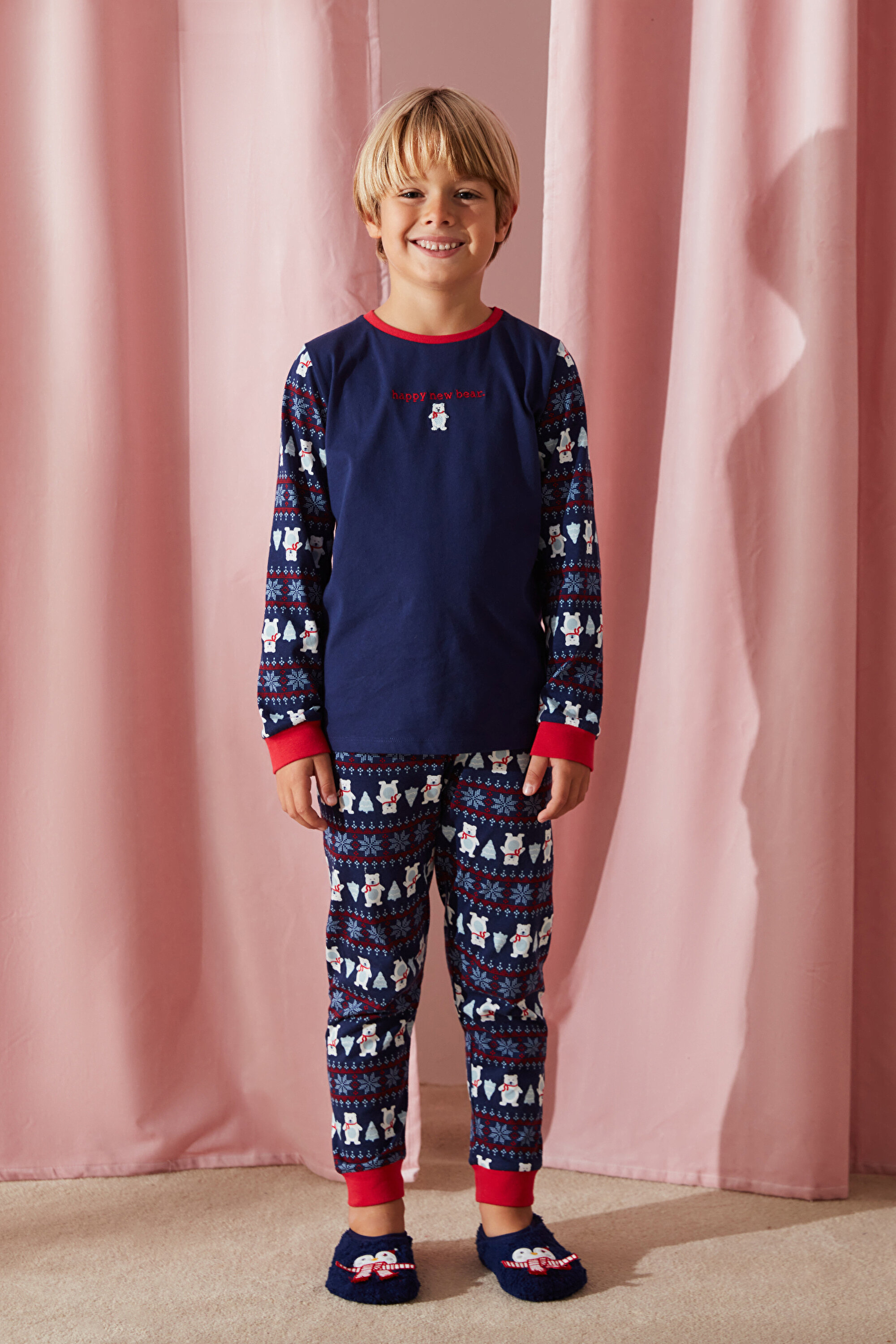 BOYS NEW BEAR LS 2LI PJ S, 112, BU5 MAVI