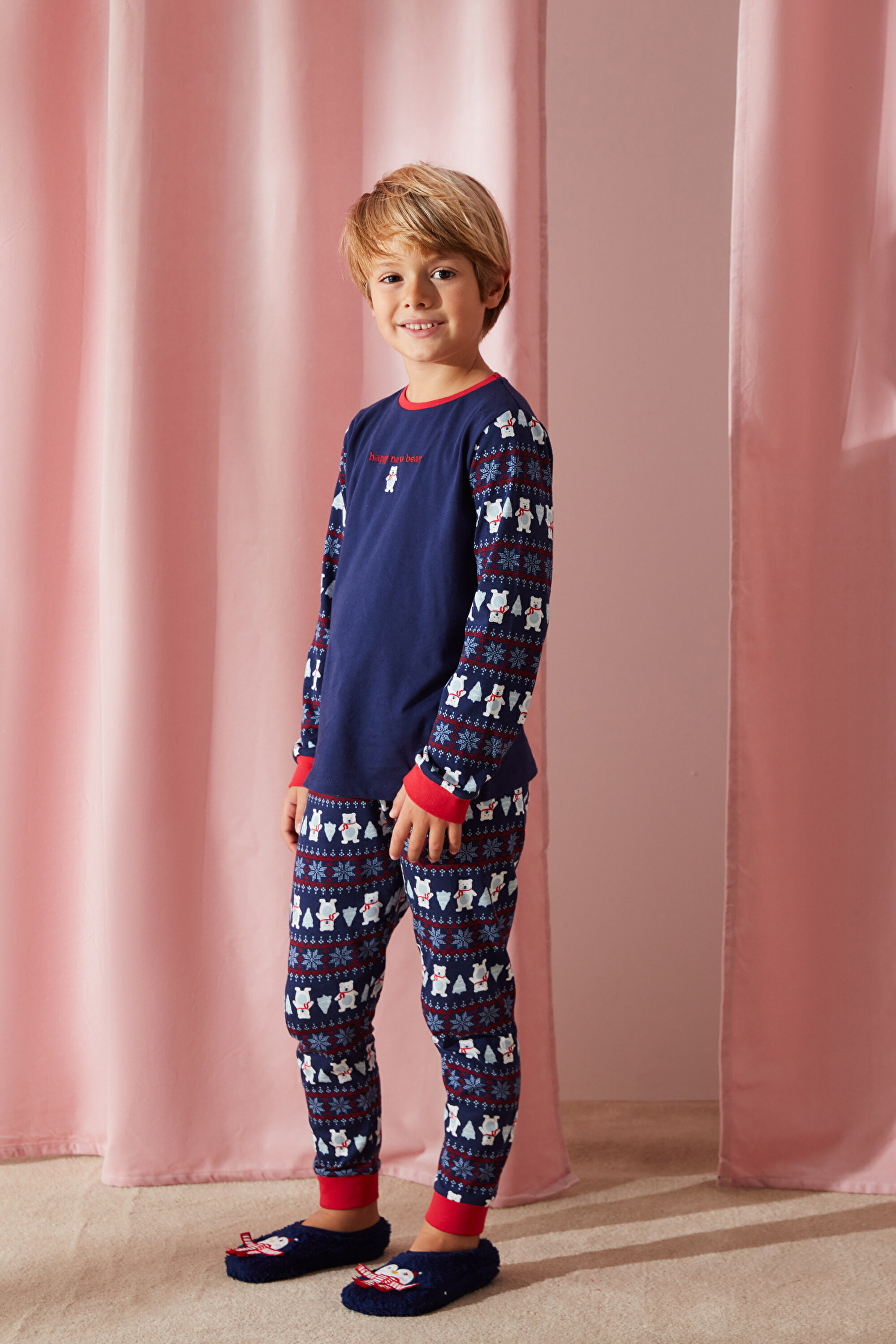BOYS NEW BEAR LS 2LI PJ S, 112, BU5 MAVI