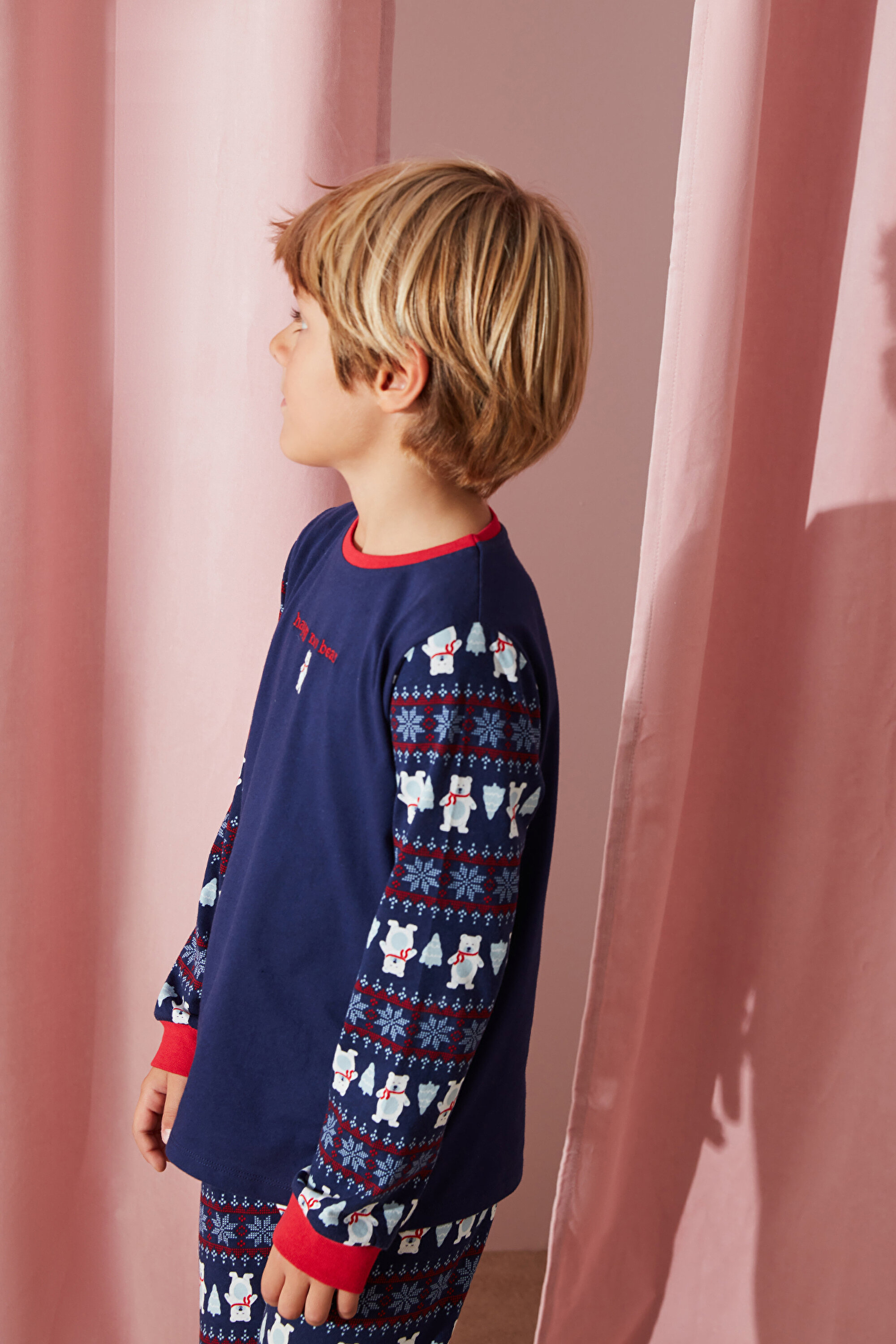BOYS NEW BEAR LS 2LI PJ S, 112, BU5 MAVI