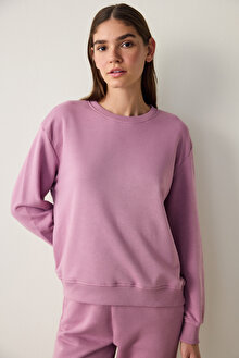 Lila Bisiklet Yaka Oversize Spor Sweatshirt PH1NJUFY25SK-LA52 - LILA - Penti