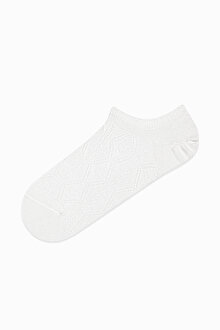 3 Çift Pamuklu Kendinden Kalp Desenli Sneaker Çorap_1