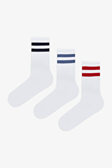Erkek Stripe Tenis 3lü Çok Renkli Soket Çorap