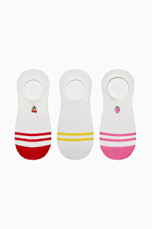 3 Çift Pamuklu Mini Meyve Desenli Sneaker Çorap