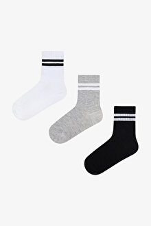 Erkek Çocuk Lines 3lü Tenis Çok Renkli Soket Çorap