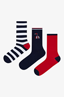 Erkek Stripe 3lü Çok Renkli Soket Çorap