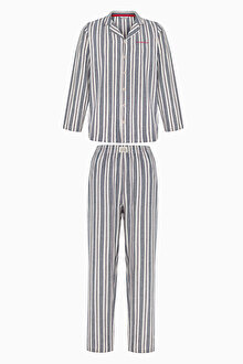 Navy Çizgili Çok Renkli Pijama Takımı