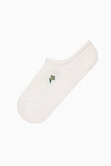 3 Çift Pamuklu Minimal Çiçek Nakiş Desenli Burun Dikişsiz Sneaker Çorap_1