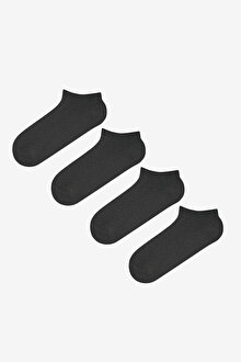 4 Çift Pamuklu Kendinden Zigzag Desenli Patik Çorap