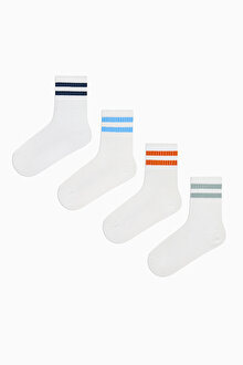 Erkek Çocuk Double Stripe 4lü Soket Çorap