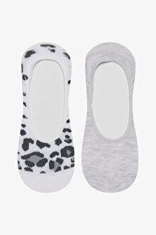 2 Çift Pamuklu Leopar Desenli Babet Çorap