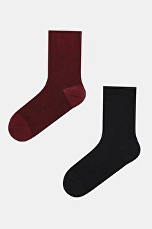 Soft 2Li Siyah- Bordo Soket Çorap
