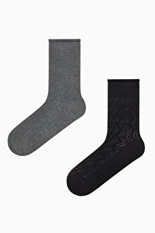 2 Çift Pamuklu Delikli Nefes Alabilen Rahat Lastik Soket Çorap