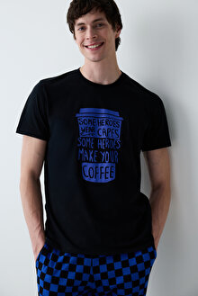 Make Coffee Çok Renkli Pantolonlu Cepli Pijama Takımı_1