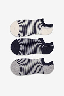 Erkek Dense Stripe Çok Renkli 3lü Sneaker Socks