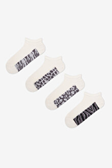 Zebra Mix Burun Dikişsiz 4lü Patik Çorap