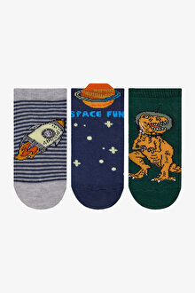 Erkek Çocuk Space Fun Çok Renkli 3lü Patik Çorap