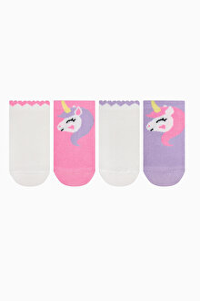 Kız Çocuk Sweet Unicorn Çok Renkli 4lü Patik Çorap
