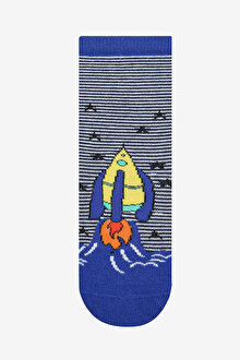 Erkek Çocuk Rocket In Space 3lü Lacivert Soket Çorap_1