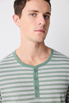 Green Stripe Yeşil Pantolon Pijama Takımı_1