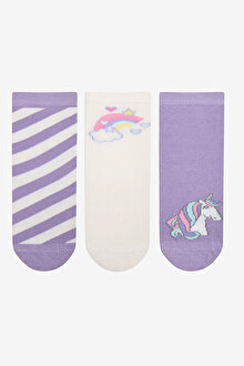 Kız Çocuk Unicorn Çok Renkli 3lü Soket Çocuk