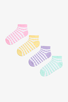 Kız Çocuk Colorful Lines 4lü Çok Renkli Patik Çorap