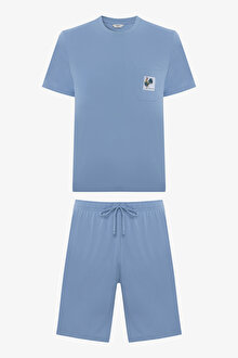 Blue Rooster Mavi Şortlu Pijama Takımı